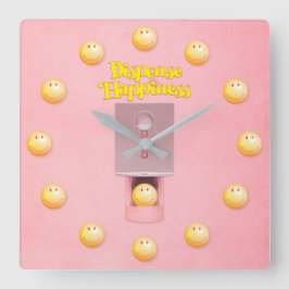 Gult Gumball Dispenser Square Wall Clock Fyrkantig Klocka