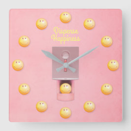 Gult Gumball Dispenser Square Wall Clock Fyrkantig Klocka