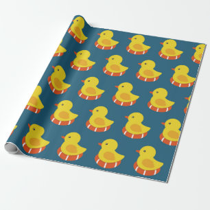 gult gummi anka sömlöst mönster. Vintage illus Presentpapper