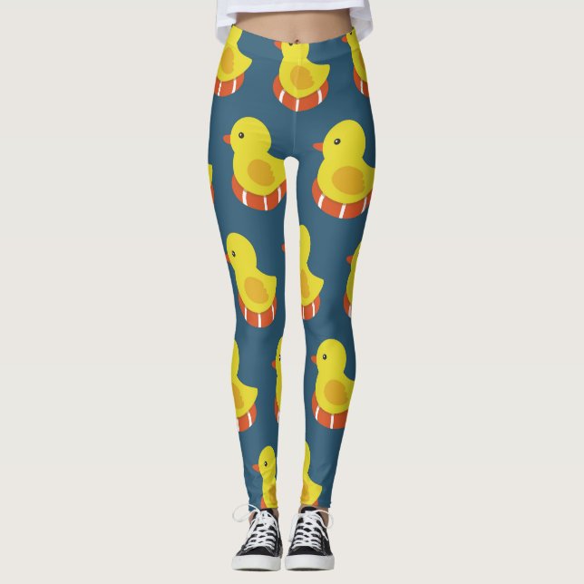 Gult gummi anka, söt, sömlös mönster. leggings (Framsida)