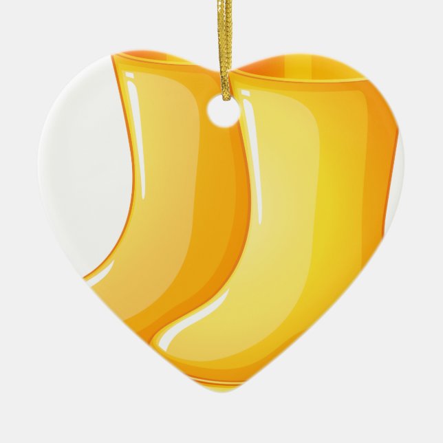 Gult gummistövlar julgransprydnad keramik (Framsidan)