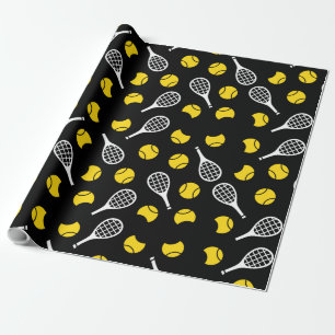 Gult Halva Bollar och racketar Sport tennis Gift Presentpapper
