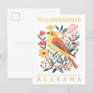 Gult Hammer Bird of Alabama USA Travel Vykort