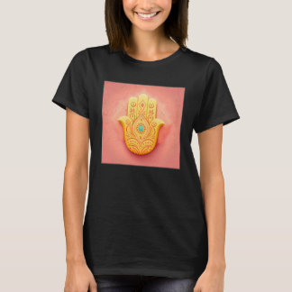 Gult Hamsa Hand Illustration Pastel Färg Kvinnor T Shirt