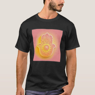 Gult Hamsa Hand Illustration Pastel Färg Kvinnor T Shirt