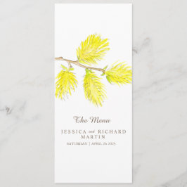 Gult hämtar vattenfärgsmenyn bröllop meny