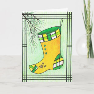Gult Hanboks julklapp Helgkort