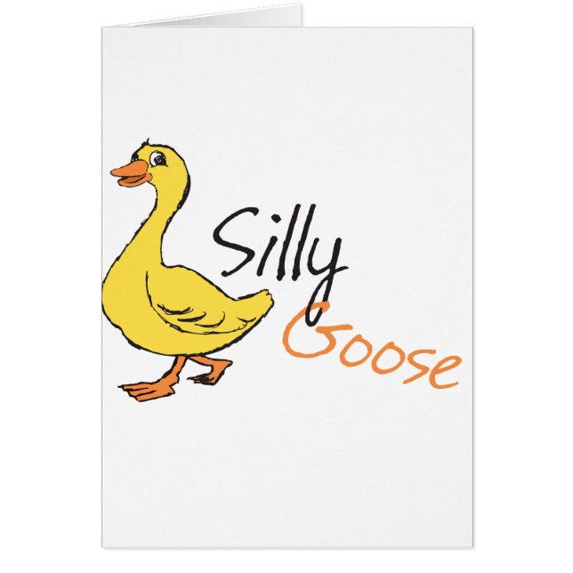 Gult Hand plockade Fånig Goose Baby Goose Tecknad Hälsningskort (Framsidan)