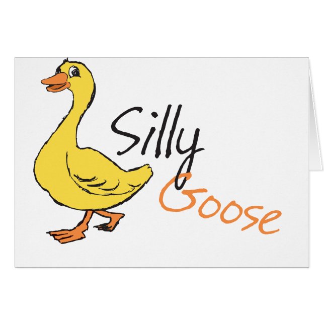 Gult Hand plockade Fånig Goose Baby Goose Tecknad Hälsningskort (Framsidan Horizontal)