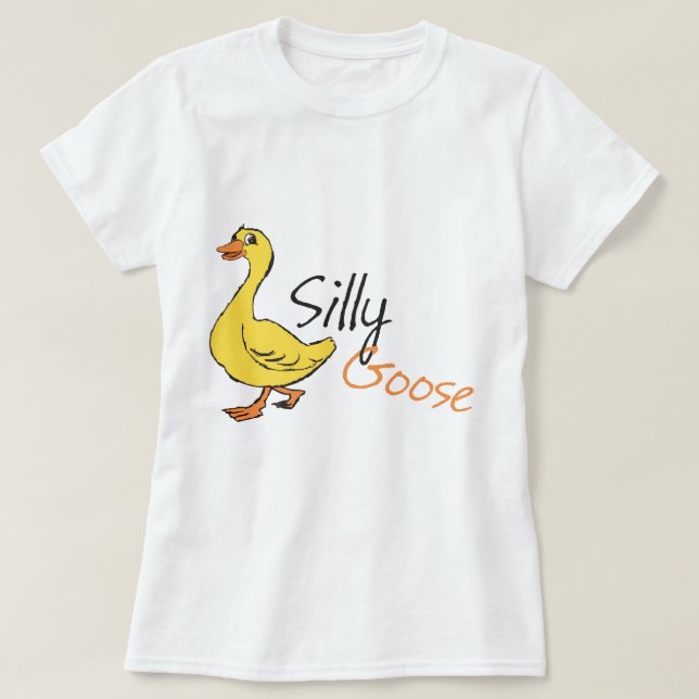 Gult Hand plockade Fånig Goose Baby Goose Tecknad T Shirt (Design framsida)