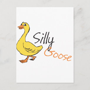 Gult Hand plockade Fånig Goose Baby Goose Tecknad Vykort