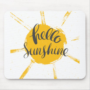 Gult HandRitad Sol Hej Sunshine-bildsartikel Musmatta