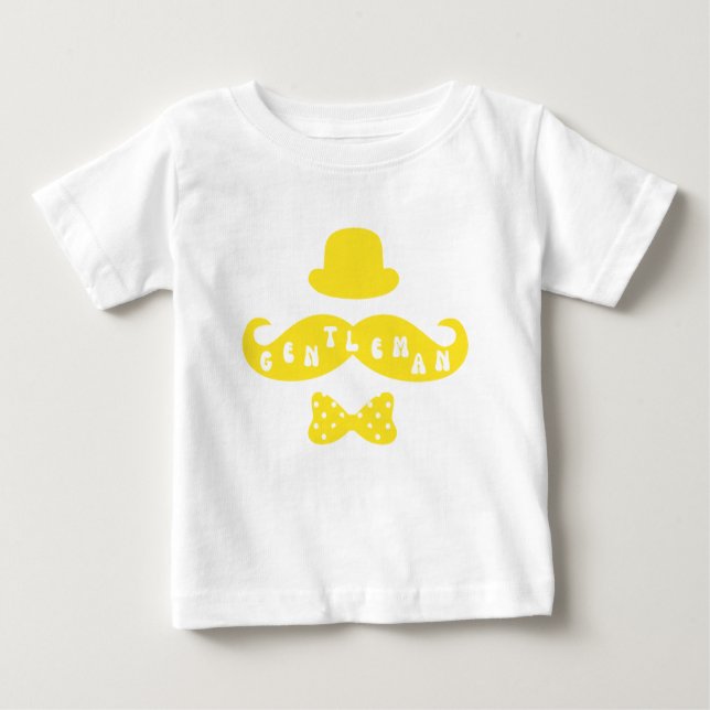 Gult Hat Mustache Avslappnad Pojke T-Shirt (Framsida)