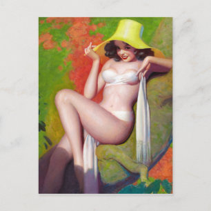 Gult Hat Pin Up Vykort