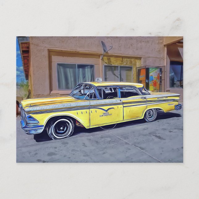 Gult Havana Taxi Cab Vykort (Framsida)