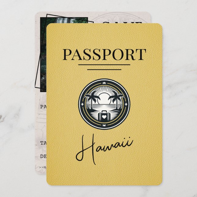 Gult Hawaii Passport spara datum Spara Datumet (Fram/baksida)