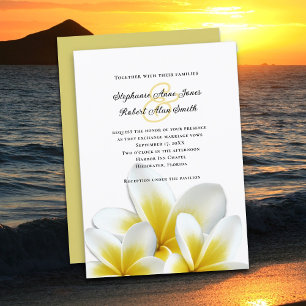 Gult Hawaiian Plumeria Frangipani Bröllop Inbjudningar
