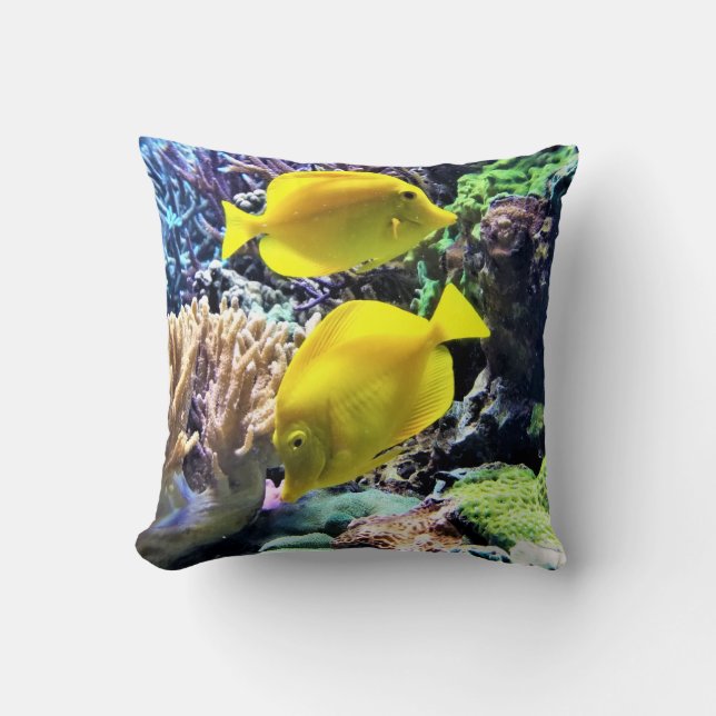 Gult Hawaiian Tang Fish Kudde (Framsida)