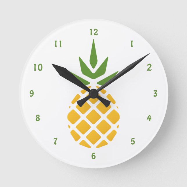 Gult Hawaiin Pineapple Rund Klocka (Framsida)