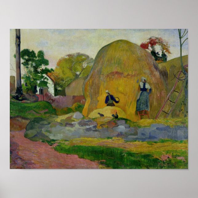 Gult Haystacks, eller Golden Harvest, 1889 Poster (Framsidan)