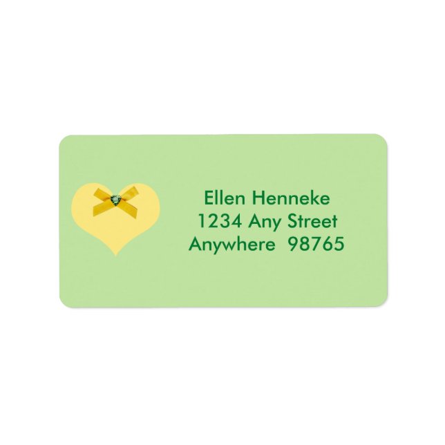 Gult Heart Adressetikett (Framsidan)