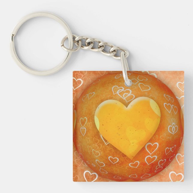 Gult Heart-akryl-nyckelkedja (Framsidan)