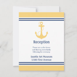 Gult Heart Anchor Wedding Reception Direction Inbjudningar