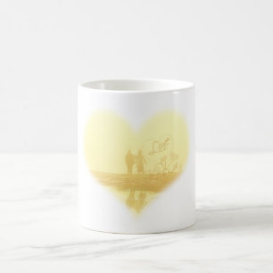 Gult Heart Beach Wedding Kaffemugg
