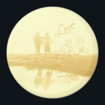 Gult Heart Beach Wedding Magnet<br><div class="desc">T-skjortor,  kort,  magneter,  knappar,  stämplar,  pron,  mursaxar och bröllopsfavoriter,  vridade och grungade</div>