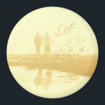 Gult Heart Beach Wedding Magnet<br><div class="desc">T-skjortor,  kort,  magneter,  knappar,  stämplar,  pron,  mursaxar och bröllopsfavoriter,  vridade och grungade</div>