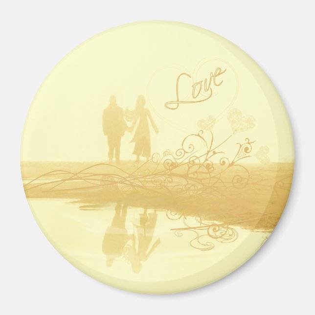 Gult Heart Beach Wedding Magnet (Framsidan)