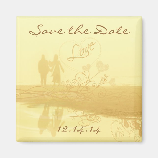 Gult Heart Beach Wedding Magnet (Framsidan)