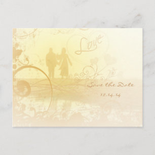 Gult Heart Beach Wedding Meddelande Vykort