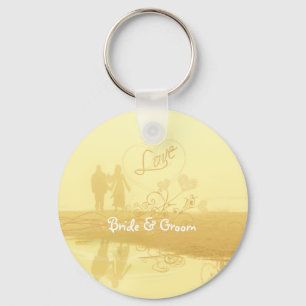 Gult Heart Beach Wedding Nyckelring