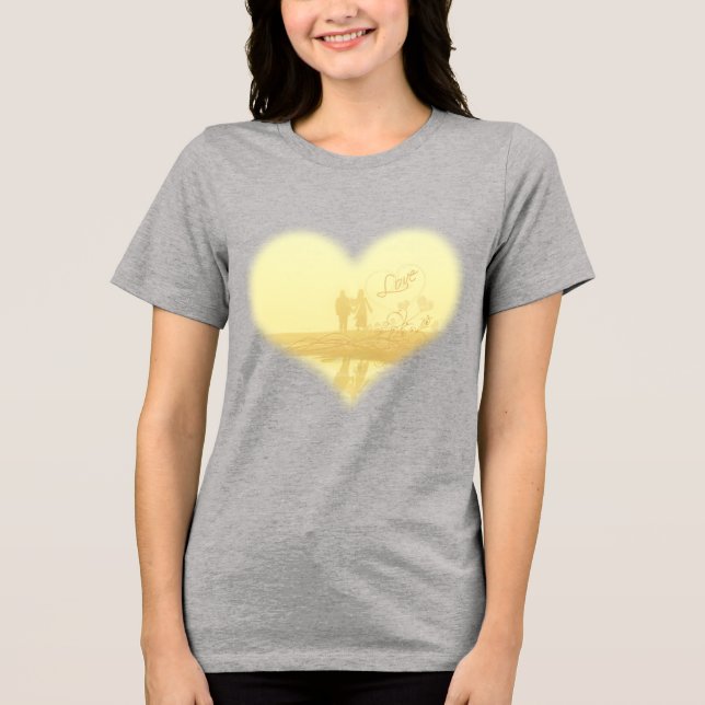 Gult Heart Beach Wedding Tee Shirt (Framsida)