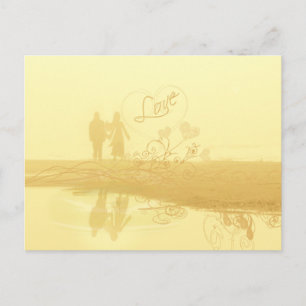 Gult Heart Beach Wedding Vykort