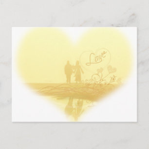 Gult Heart Beach Wedding Vykort