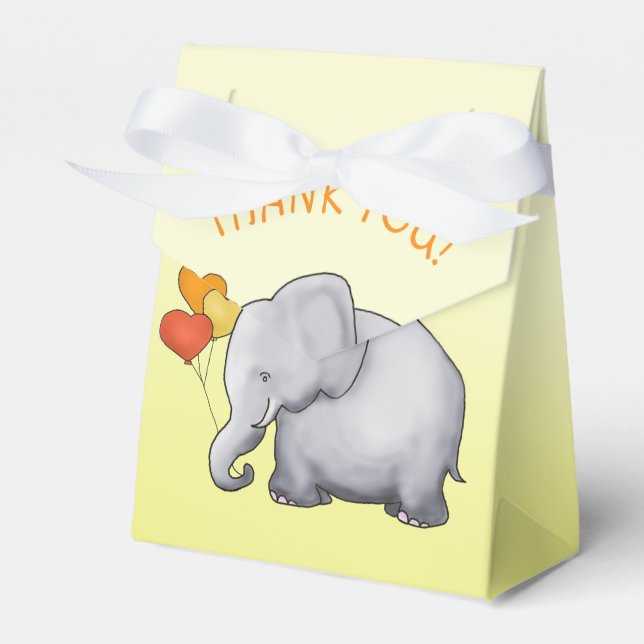 Gult Heart-bubblor Elephant Neutralt Baby Shower Presentaskar (Framsidan Sidan)