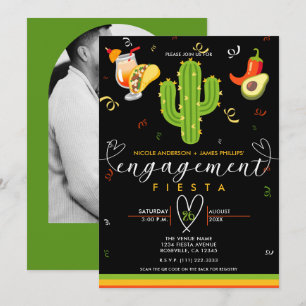 Gult Heart Cactus Fiesta Kärlek Förlovningsfest Inbjudningar