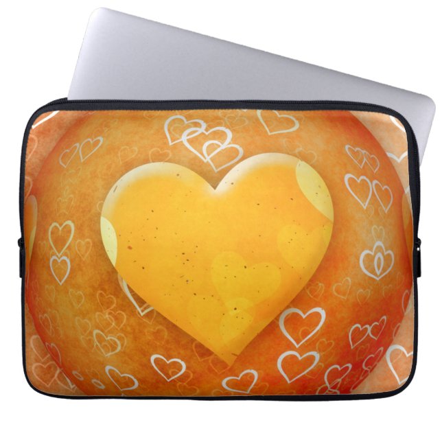Gult Heart Laptop Fodral (Framsidan)