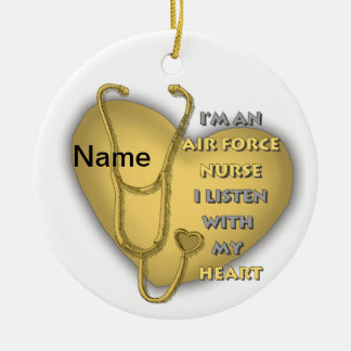 Gult Heart Luft Force Nurse Julgransprydnad Keramik