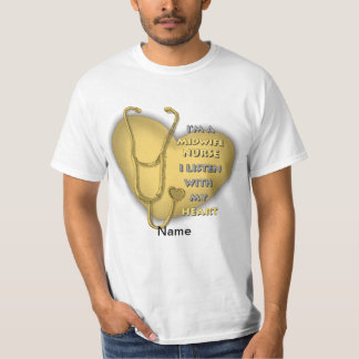 Gult Heart Midfru Sjuksköterska T Shirt