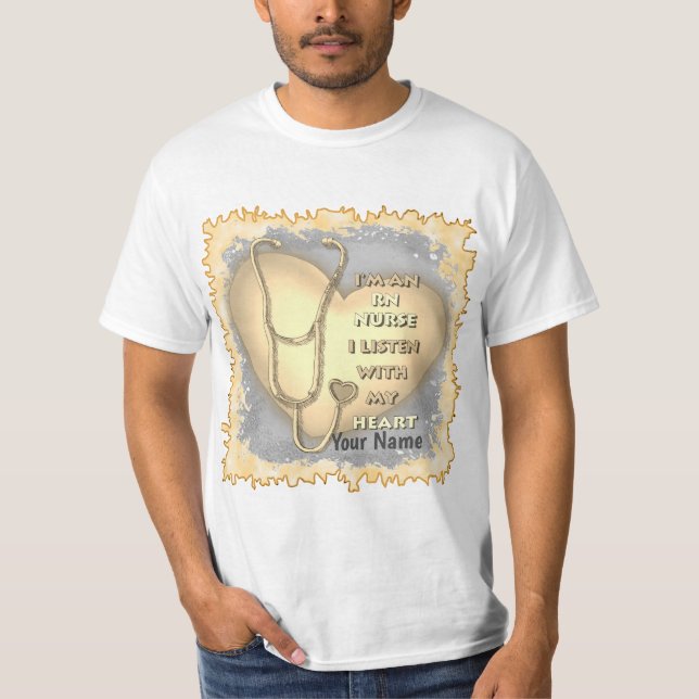 Gult Heart RN-registrerad sjuksköterska T Shirt (Framsida)