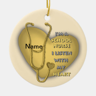 Gult Heart School Nurse Julgransprydnad Keramik