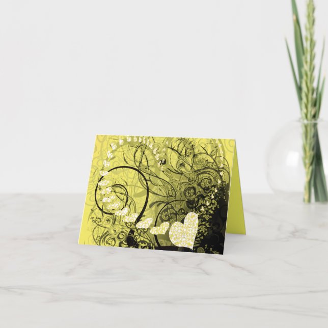 Gult Heart Swirls Helgkort (Framsida)