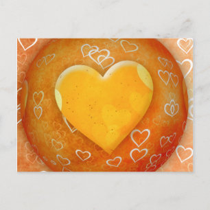 Gult Heart Vykort