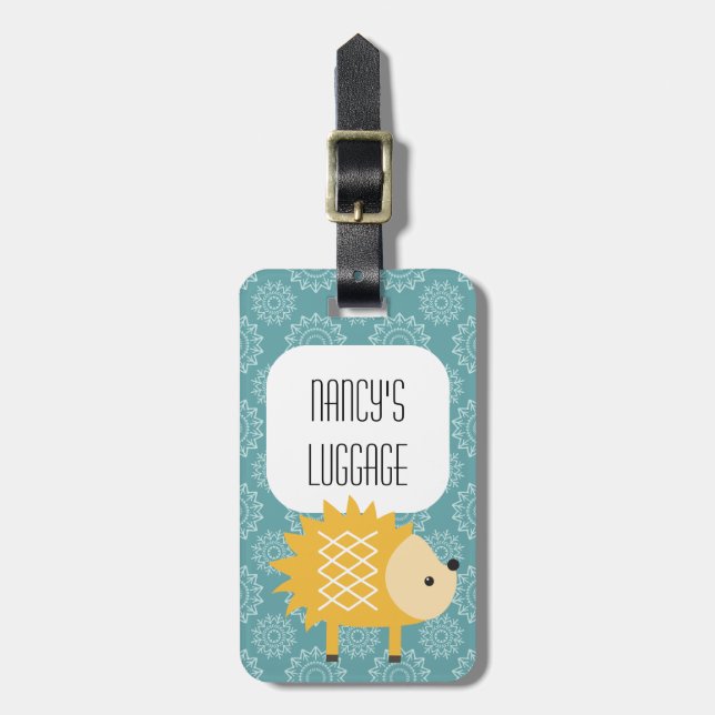Gult Hedgehog Cute Woodland Animal Luggage Tagg Bagagebricka (Vertikal Framsida)