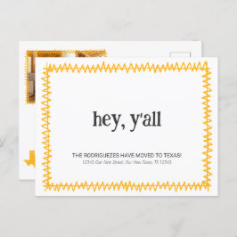 Gult Hej, allihop - Flyttat till Texas Vykort