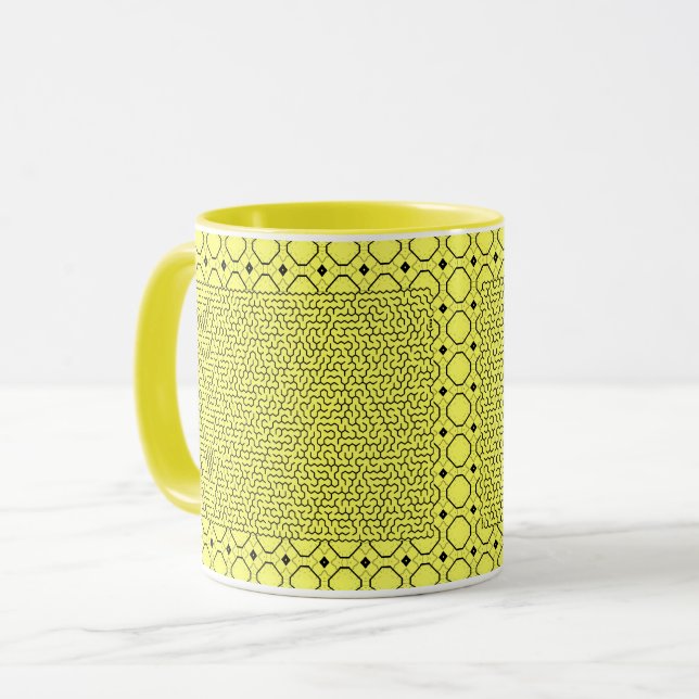 Gult Hexagon Maze Mugg (Framsida vänster)