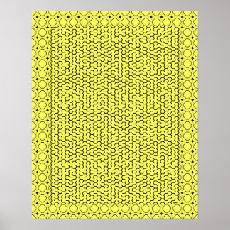 Gult Hexagon Maze Poster